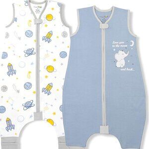 Mama Cheetah Toddler Sleep Sack with Feet 3T-4T (L), 0.5 TOG/Galaxy & Elephant